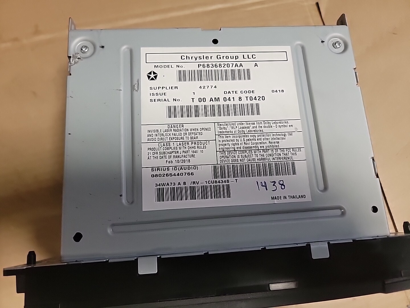 12-20 DODGE CARAVAN 6.5″ Radio Display Audio CD DVD Receiver OEM P68368207AA