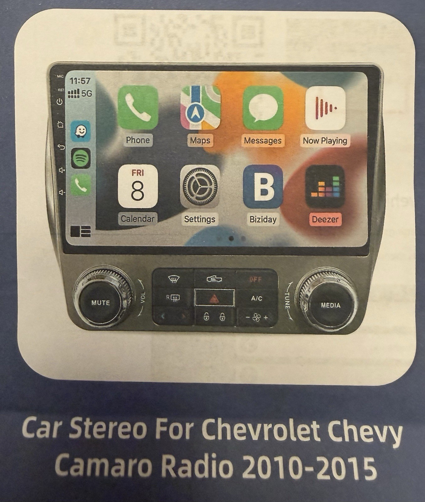 9″ T9 8-Core Android 14 Stereo Dash Kit CarPlay GPS for 2010-2015 Chevy Camaro.