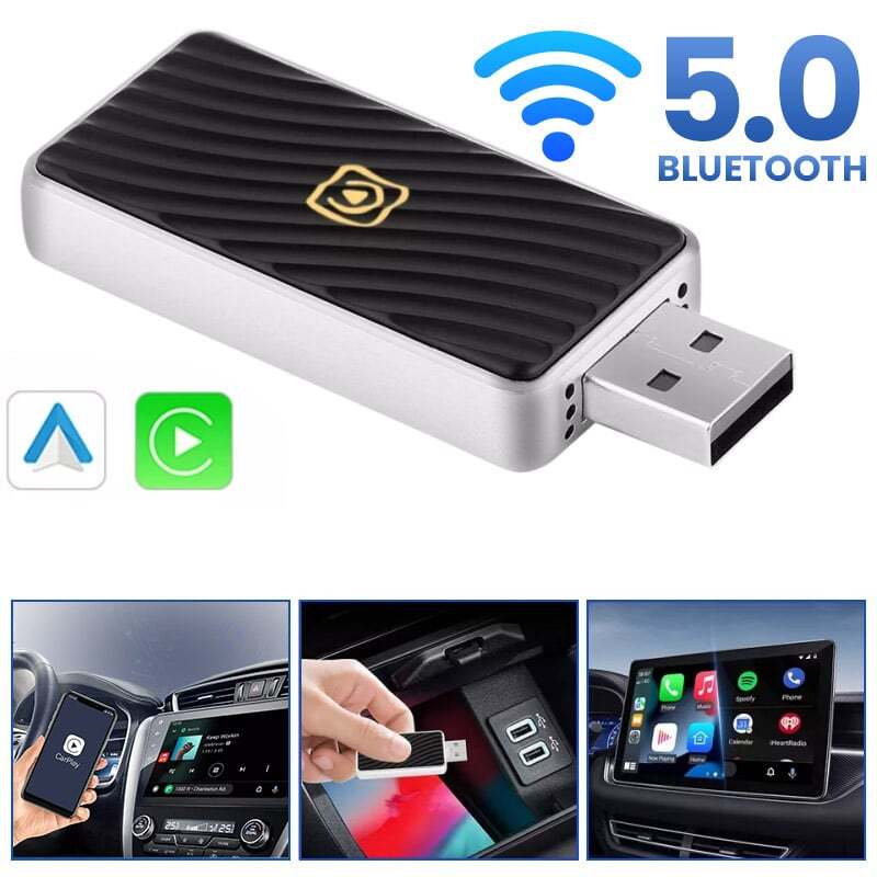 2-in-1 Wired to Wireless CarPlay Adapter/Android Auto Adapter Plug&Play-2026