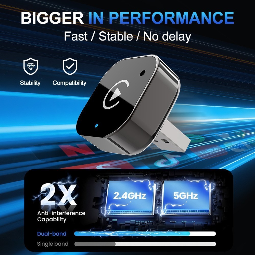 2026 USB Wireless CarPlay Adapter For iPhone Apple Wireless Dongle Plug Play