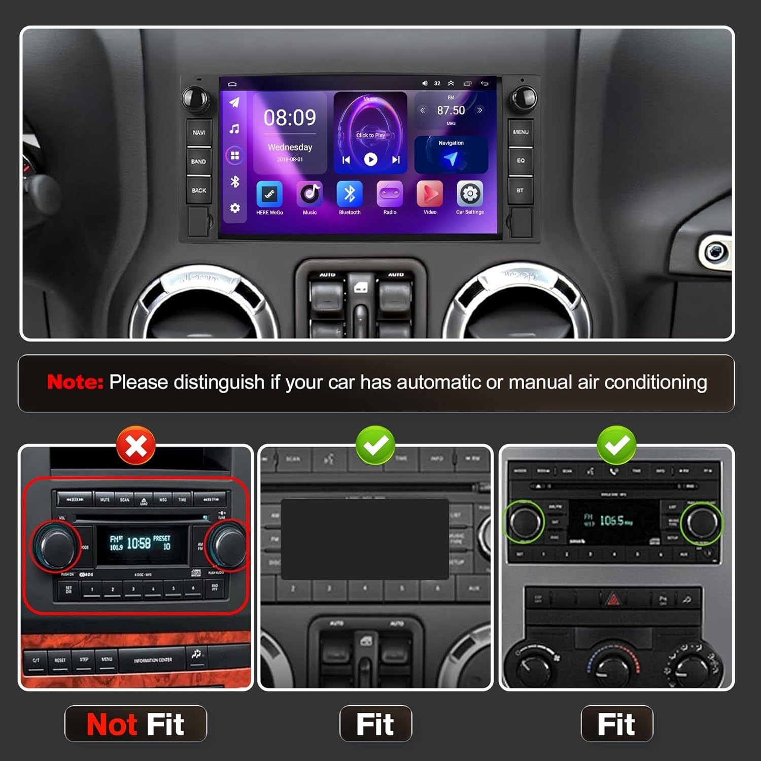 7″Car Radio Stereo For Jeep Wrangler JK / Unlimited 2007-2018 Android 15 Carplay