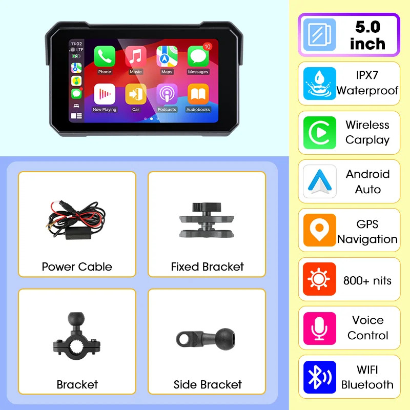 Jansite Motorcycle Display Screen Carplay Moto Navigation Portable Digital BT