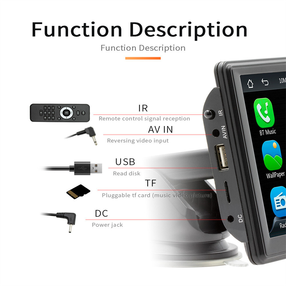 Car Stereo Radio Player Touch Screen For CarPlay Bluetooth Head Unit Mirror Link