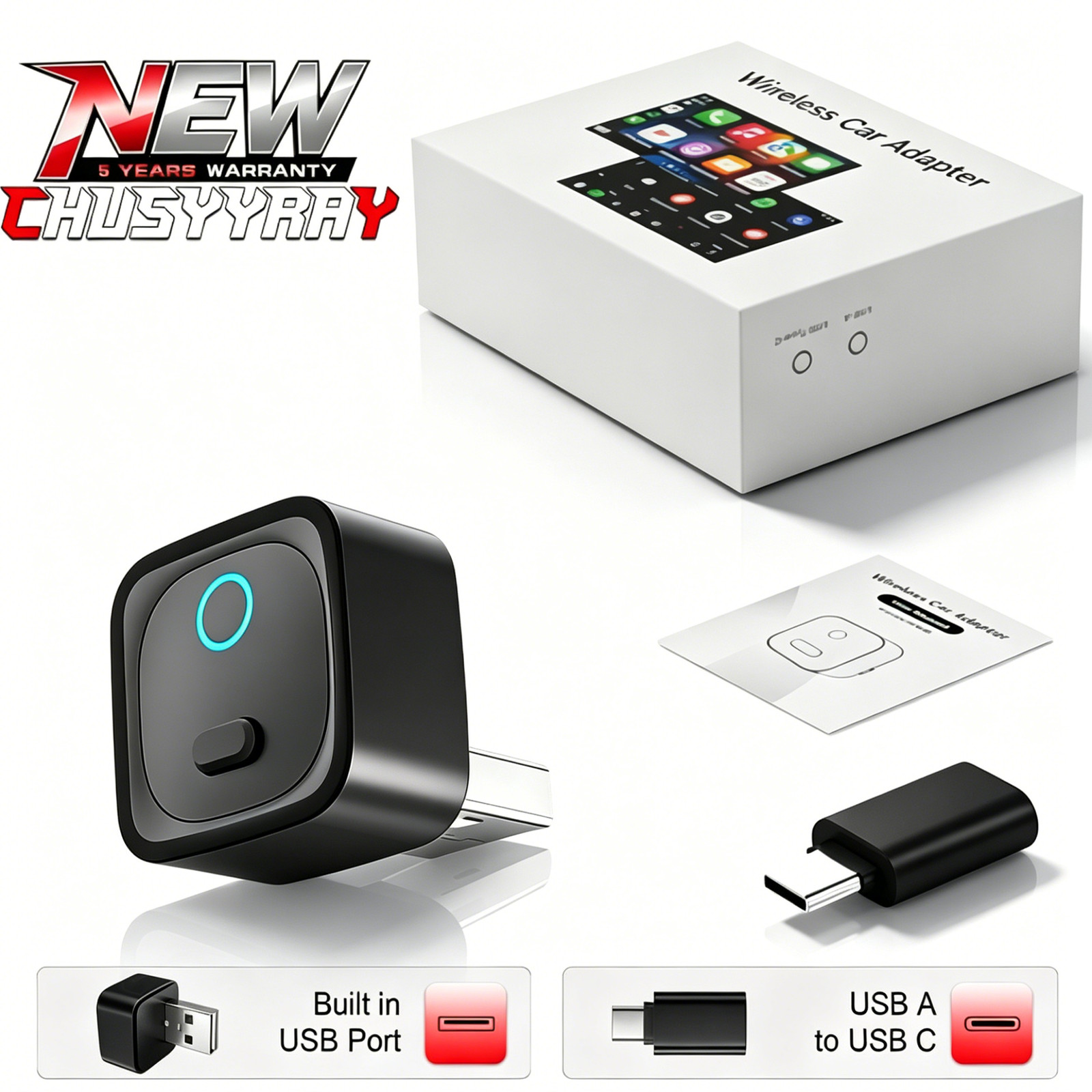 Dual Band WiFi Bluetooth Wireless CarPlay Android Carplay Converter Adapter