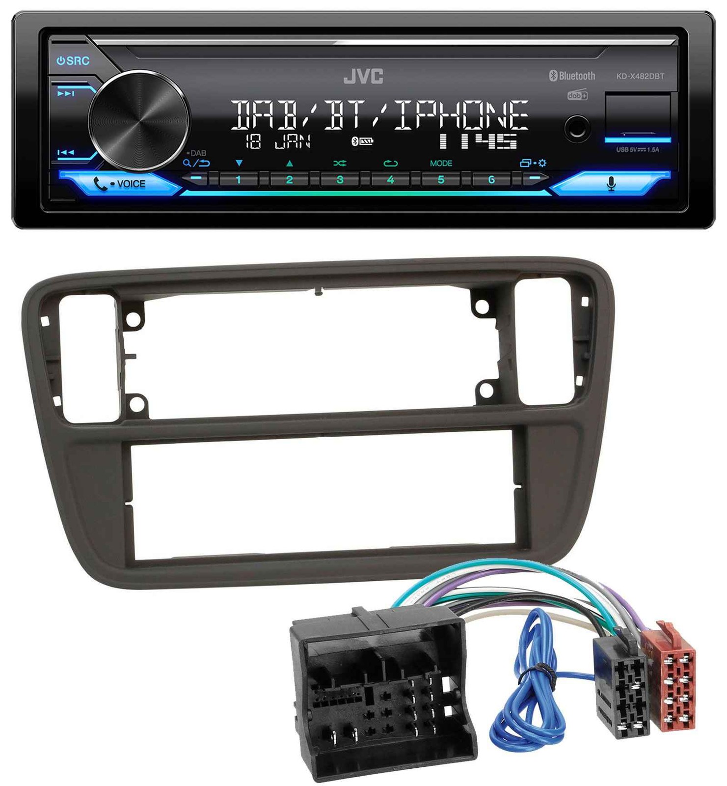 JVC Bluetooth DAB USB MP3 Car Stereo for Seat Mii (2011 onwards)