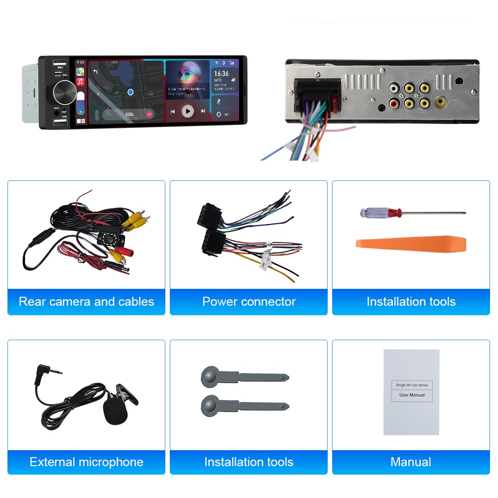6.28″Rear Camera CarPlay Android Auto For Universal Car Stereo Multimedia Player