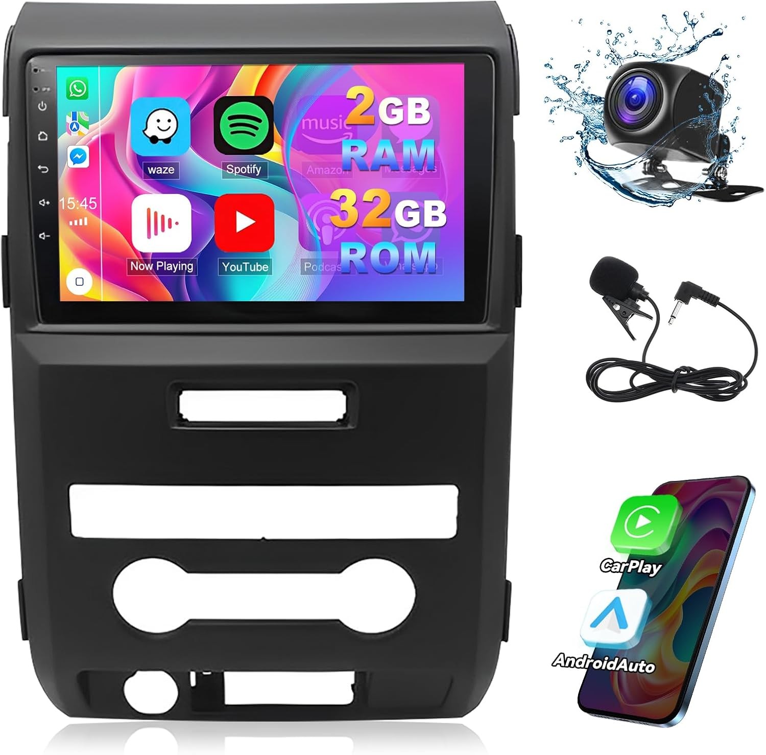 Car Stereo Radio For Ford F150 2009-2014 F-150 Carplay Android 15 GPS Navi SWC