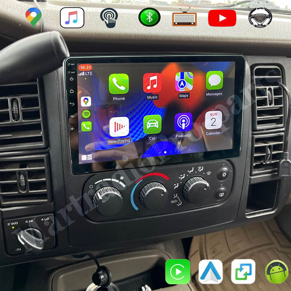 For 2001 2002 2003 2004 Dodge Dakota Android 13 CarPlay Car Stereo Radio GPS Nav