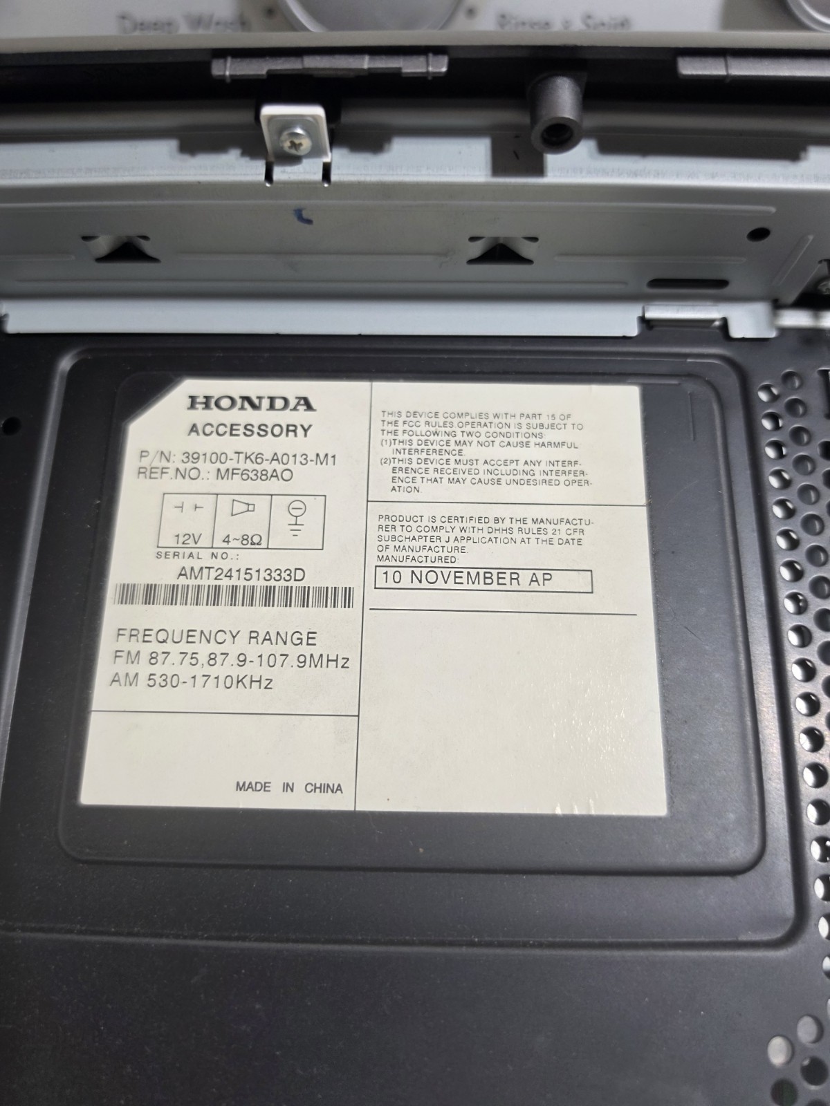 Honda 2009-2013 Fit OEM AM/FM Radio MP3-WMA CD Player Receiver