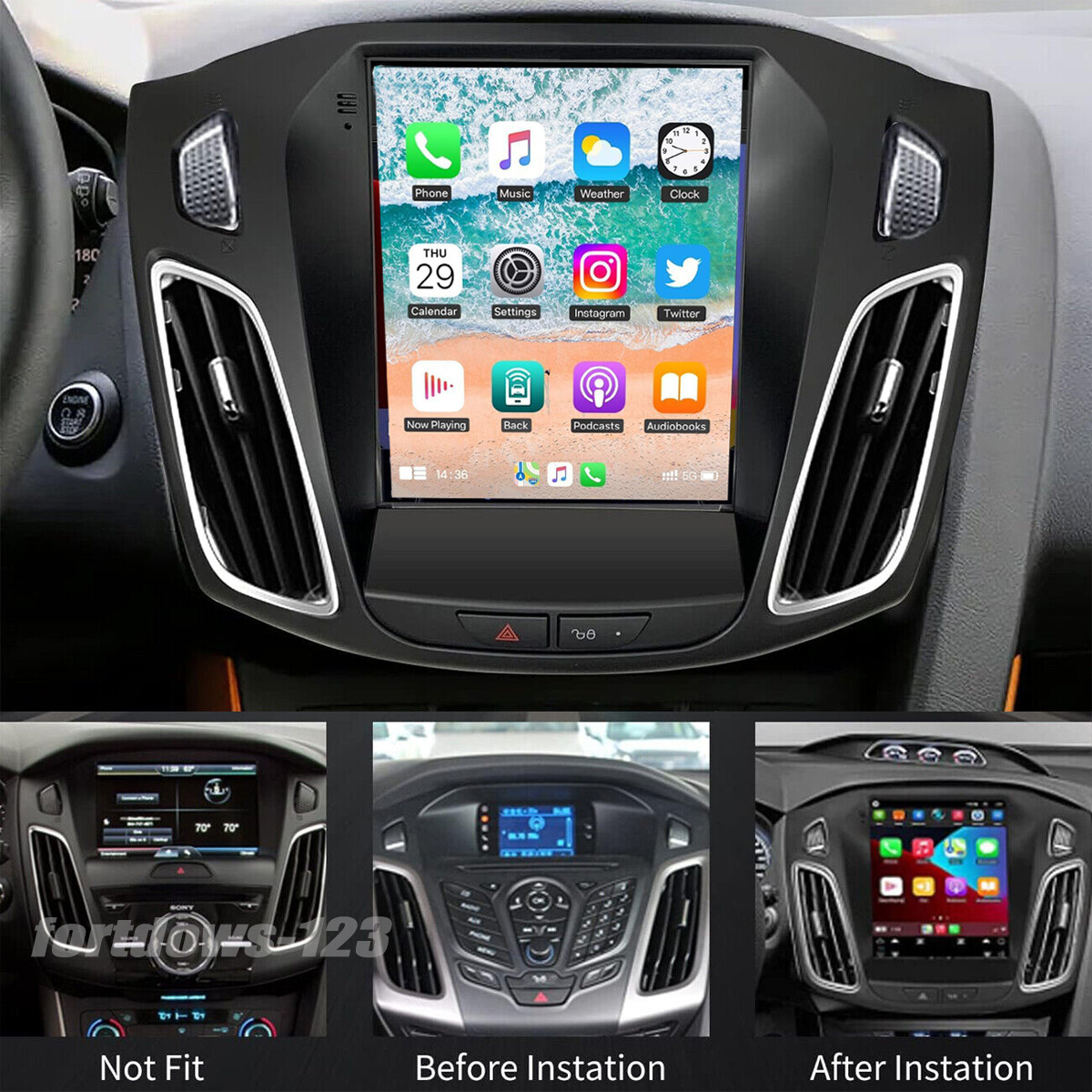 9.7″ Android 13 CarPlay Radio Stereo Car GPS Navi WIFI For Ford Focus 2012-2018
