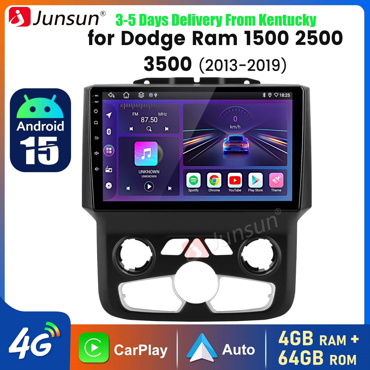 9″Carplay 4+64G Android15 Car Stereo Radio GPS Navi For Dodge Ram 1500 2500 3500