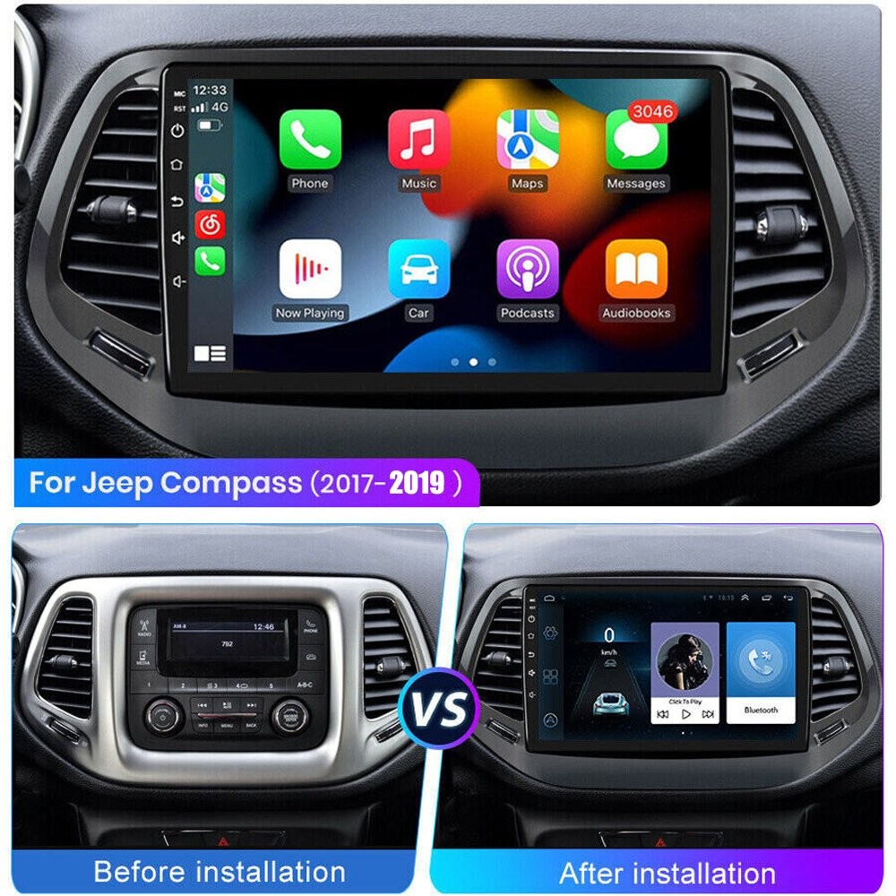For 2017-2019 Jeep Compass 10″ Wifi Carplay Car Radio ANDROID 13 GPS Navi