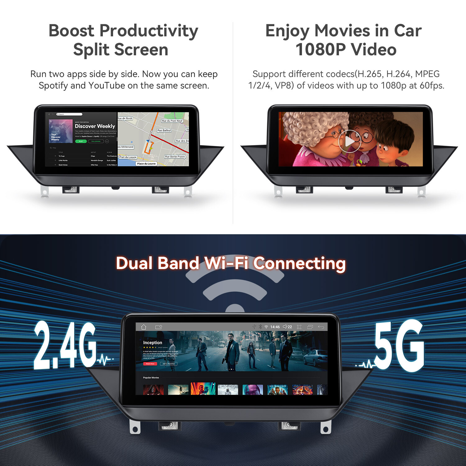 For BMW X1 E84 No Original Display Android 14 Car GPS Navi Stereo 8Core 4+64GB