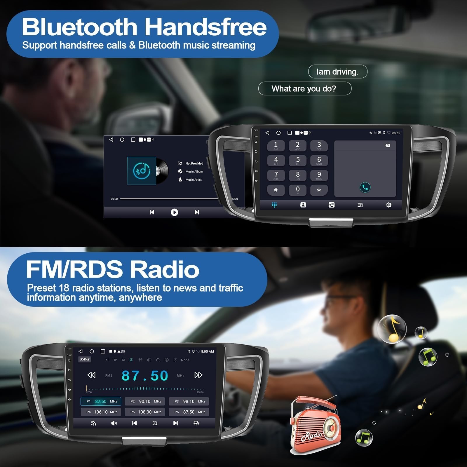 Car Radio Stereo Carplay For 2013-2017 Honda Accord 2+64G 10in Quad Core Media