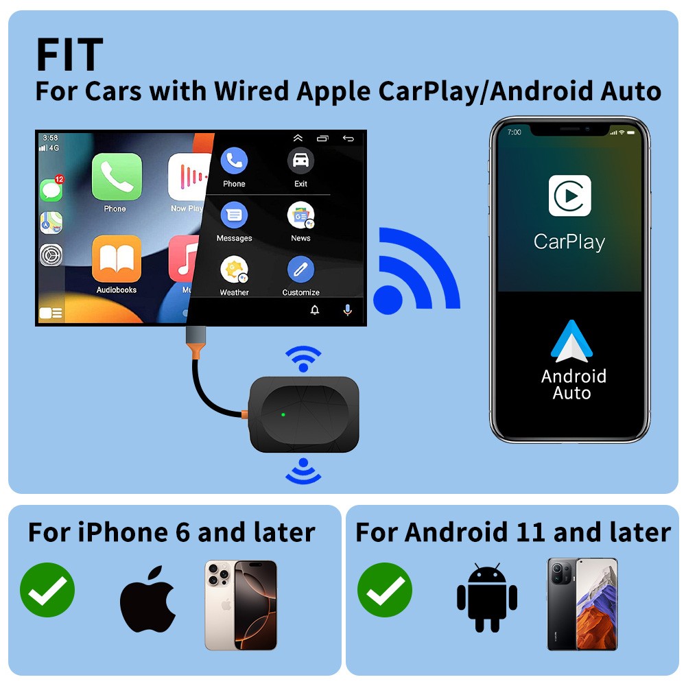 Wireless USB CarPlay Adapter Wireless Carplay Dongle For IOS / Android Plug&Play