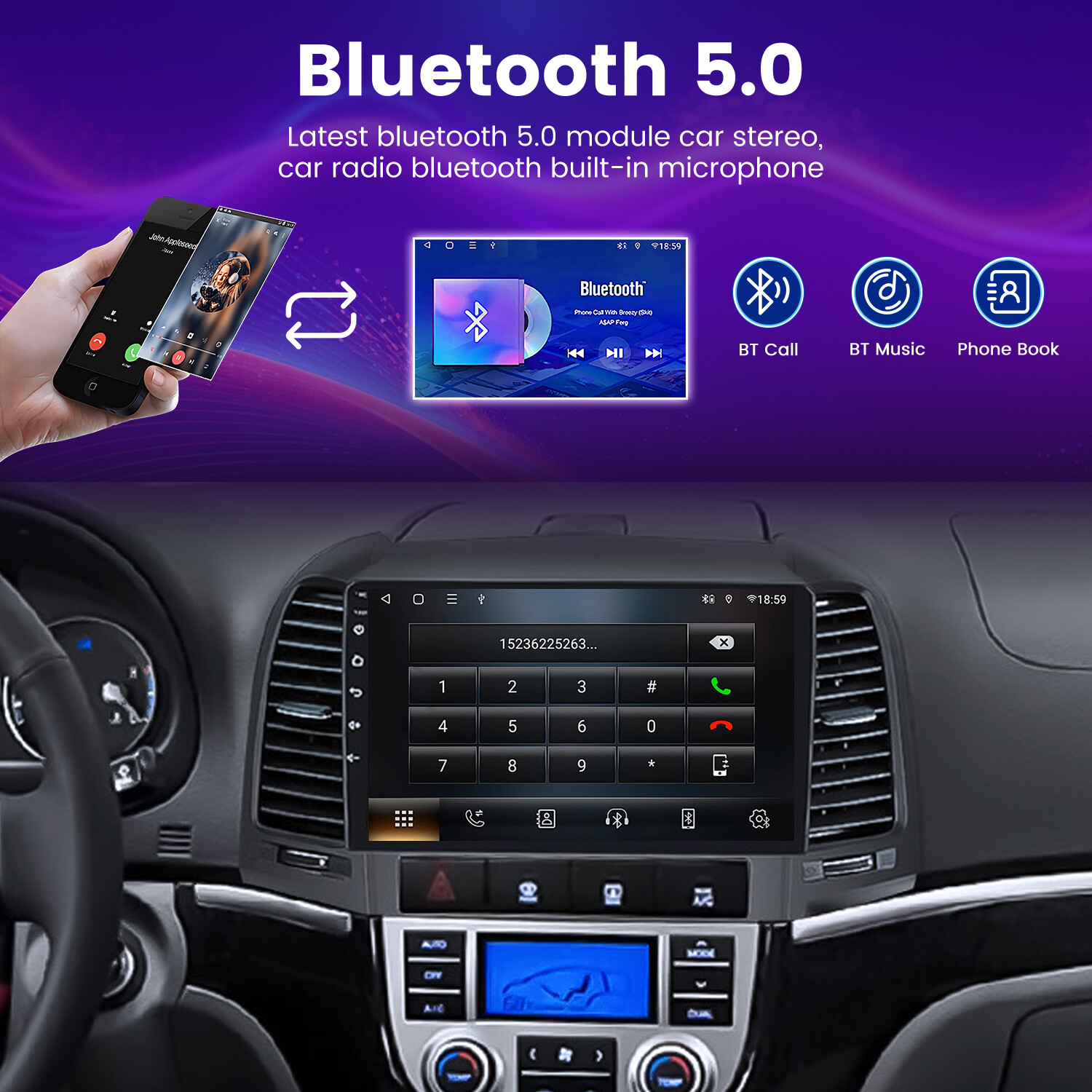 *6G+128GB* Car Stereo Radio For Hyundai Santa Fe 2 2006-2012 Android 14 GPS DSP