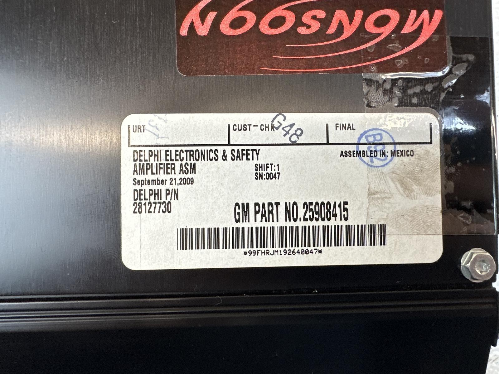 08-11 Cadillac DTS Radio Amplifier (opt UQ3) **May Need Programming**