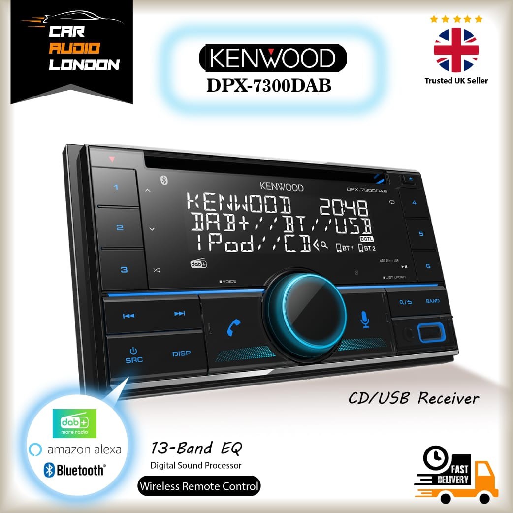 Kenwood DPX-7300DAB Double DIN DAB+ Bluetooth CD USB Alexa Car Stereo Receiver