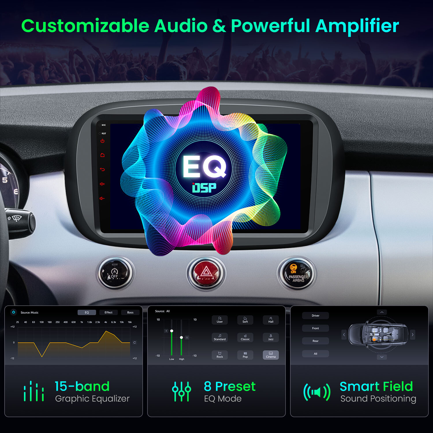 9″ Android 14 Octa Core 4+64GB CarPlay GPS Stereo Radio For Fiat 500X 2015-2020