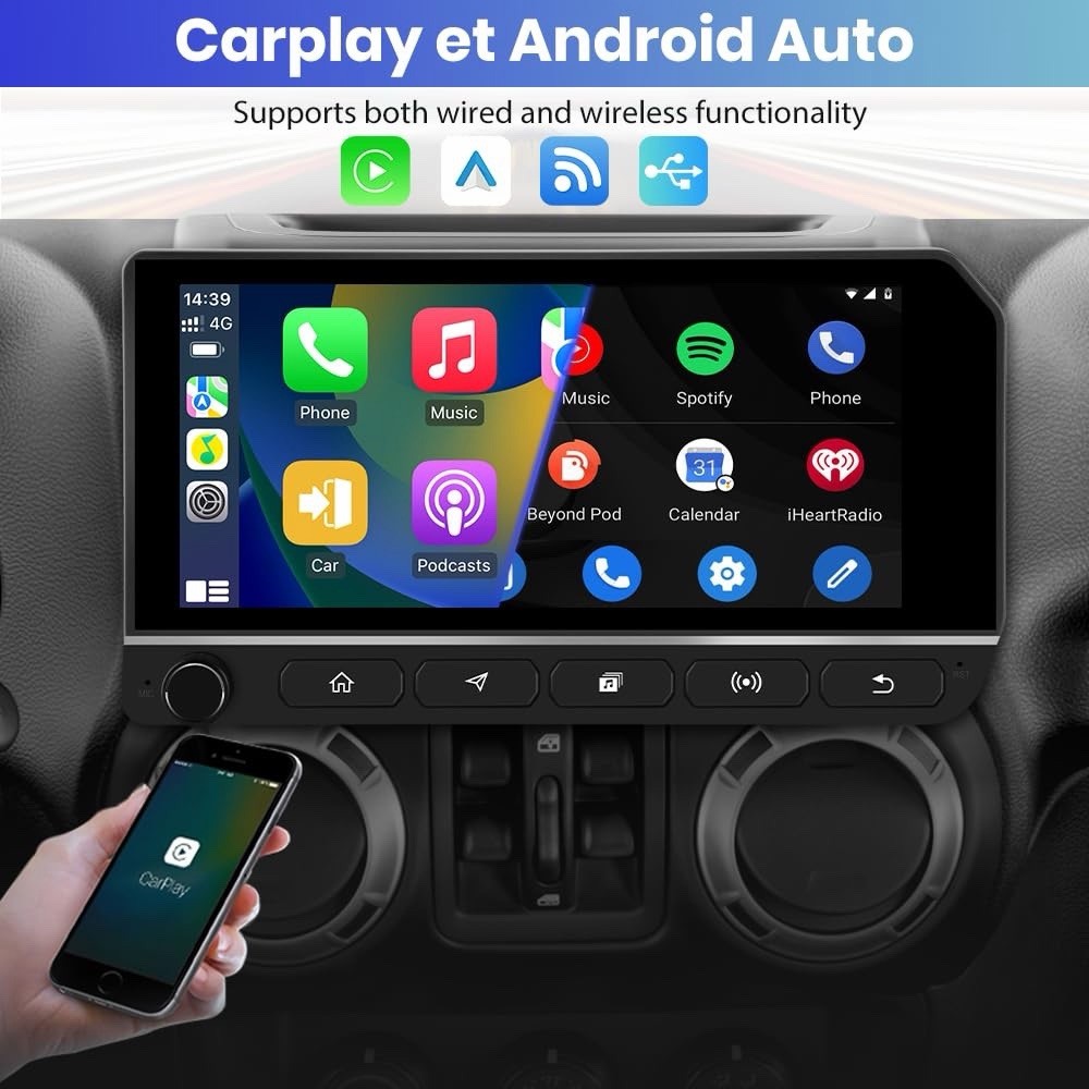 Car Stereo for Jeep Wrangler JK/JKU 2007-2016 & Dodge Ram 1500 2500 3500 2011-20