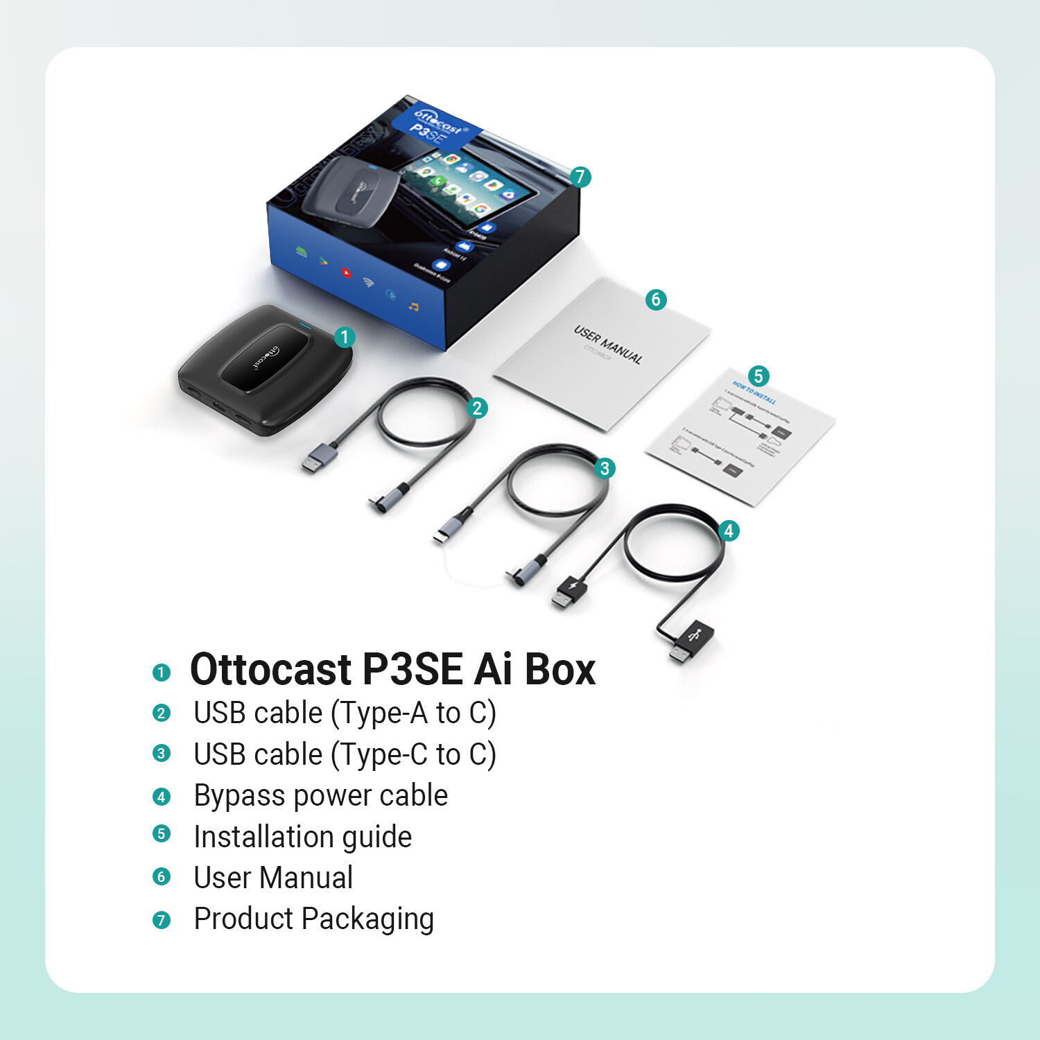 3in1 Ottocast EXP P3SE Android 12 AI Box Wireless CarPlay Adapter Youtube 4+64G