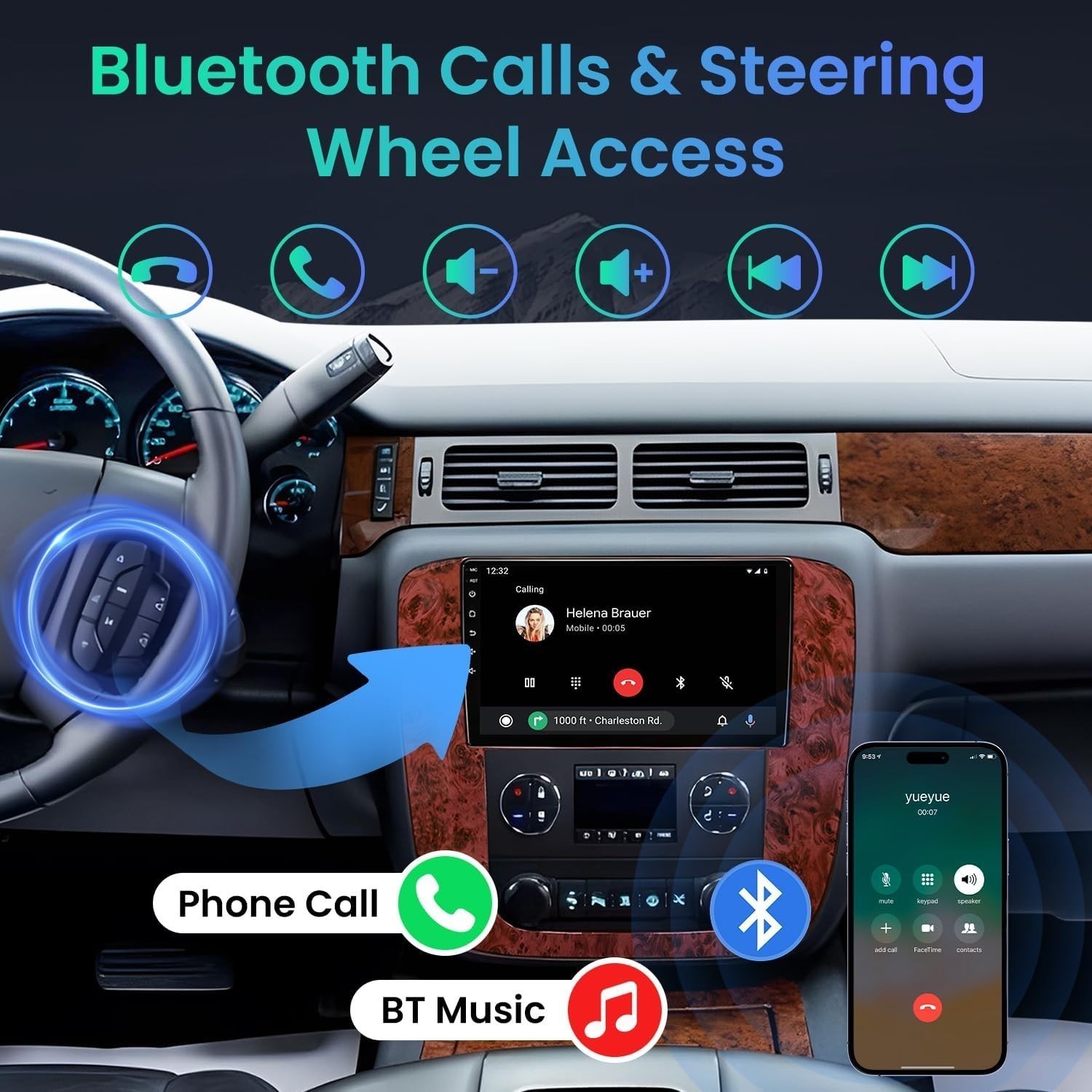 Car Radio Stereo Carplay For 2007-2013 Chevrolet Silverado 4+64G 9in FM RDS