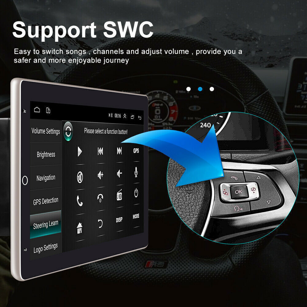 10.1″ Rotatable Android 15 Touch Screen Car Stereo Radio GPS WIFI BT Double 2DIN