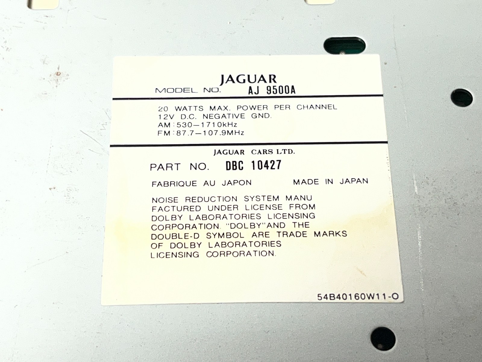 95-97 OEM Jaguar XJ6 XJR X300 AM/FM Cassette Radio Unit AJ9500A FOR PARTS OR REP