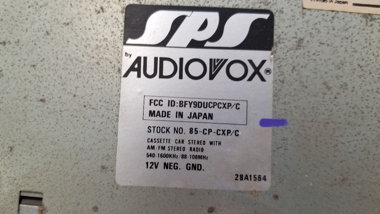 86 DODGE 100 RADIO AUDIO RECEIVER HEAD UNIT AUDIOVOX 85-CP-CXP/C
