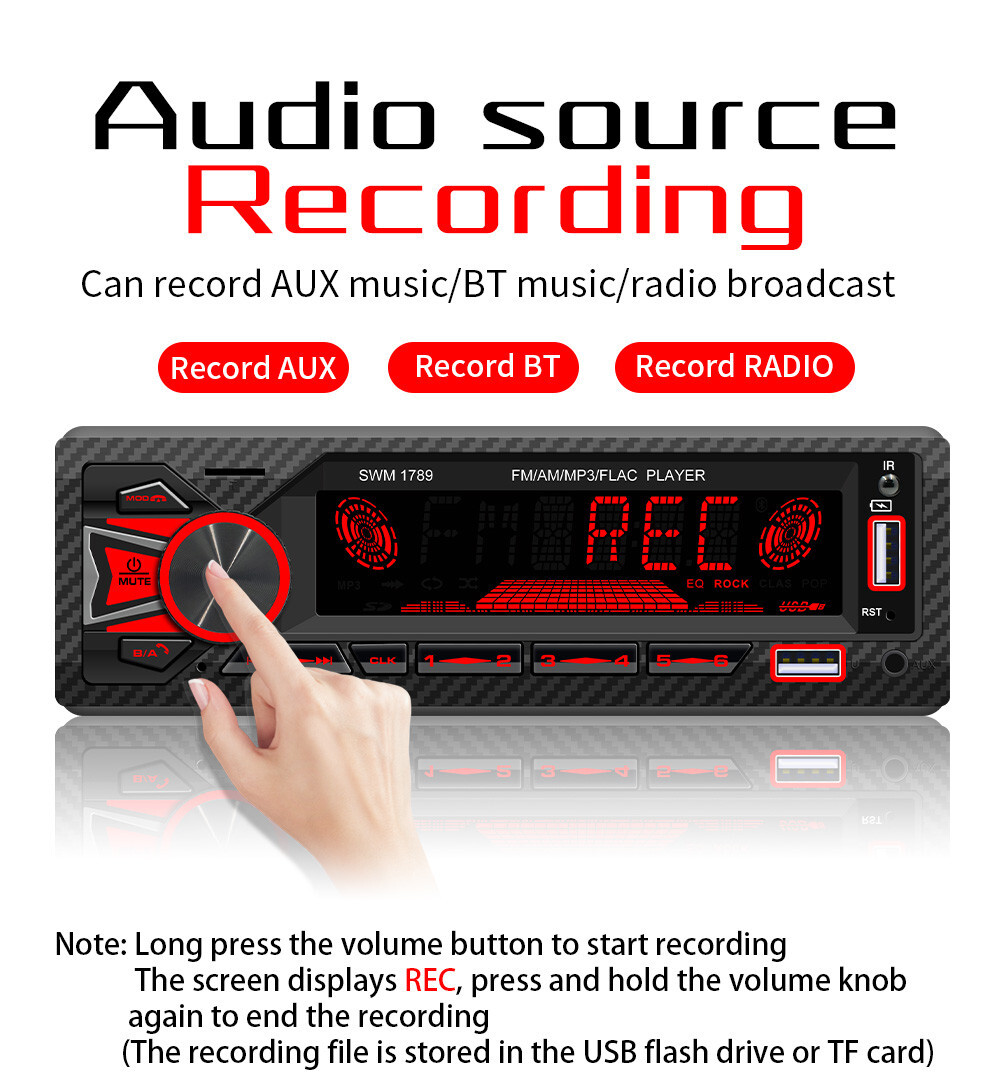 Single 1DIN Car Radio Stereo Audio MP3 Player Bluetooth FM/AM In-Dash Head Unit