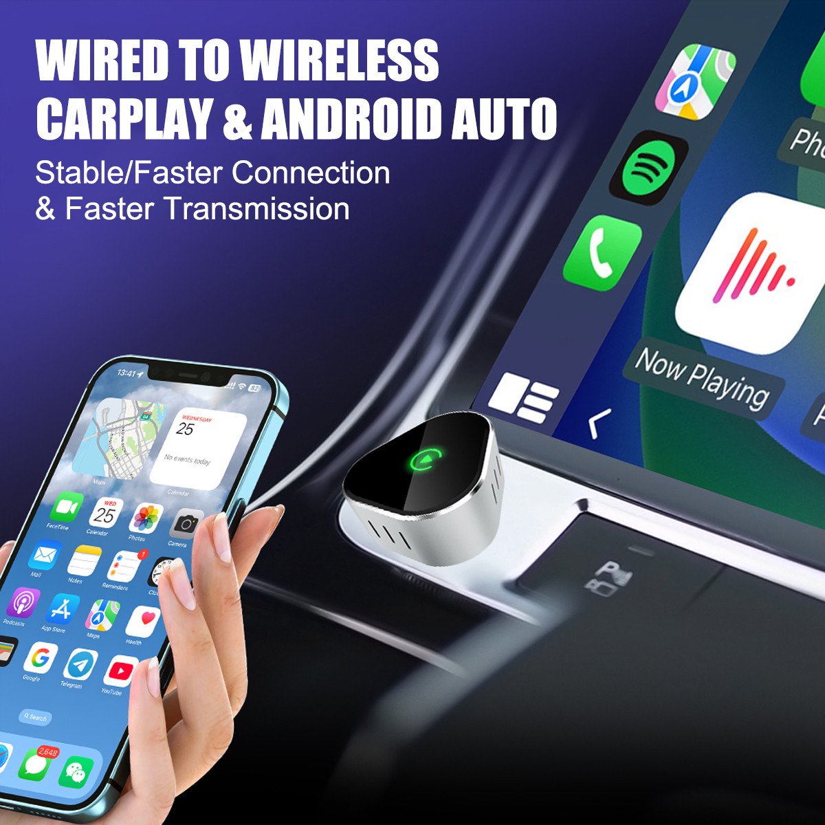 5G WIFI USB Wireless CarPlay Adapter For iPhone Android Auto Dongle Plug & Play