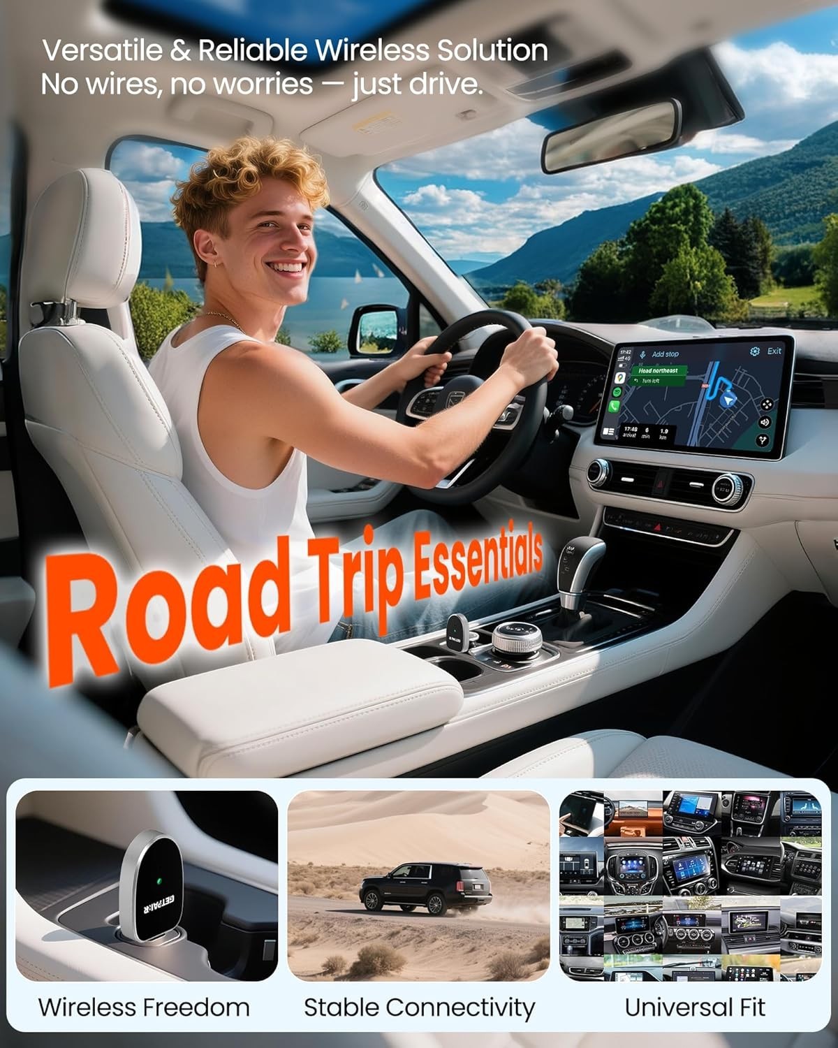 GetPairr Mini 2-in-1 Wireless Adapter for CarPlay & Android Auto Plug & Play