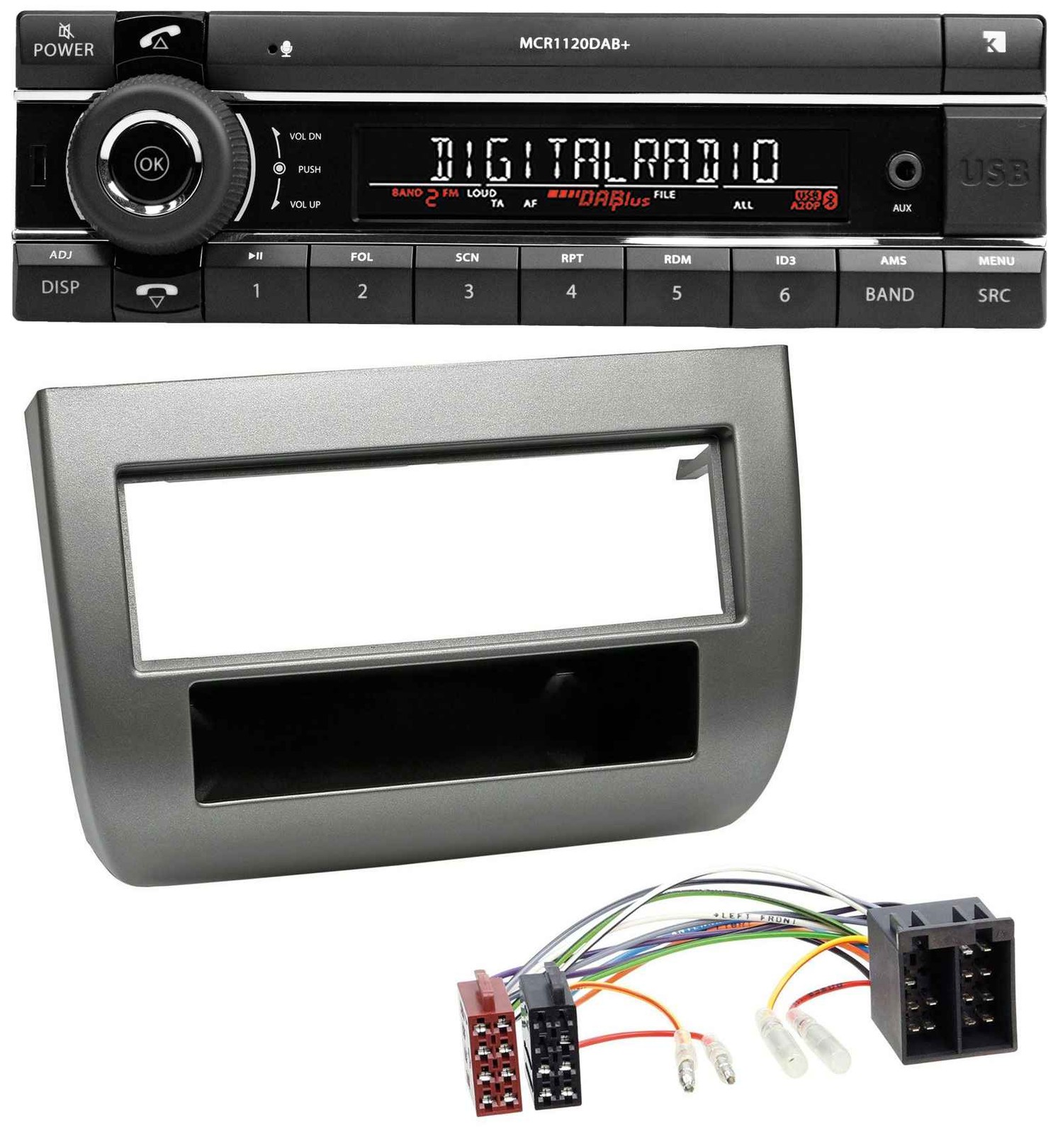 Kienzle Bluetooth MP3 USB DAB Car Stereo for Lancia Y 843 03-11 Dark Silver Metal