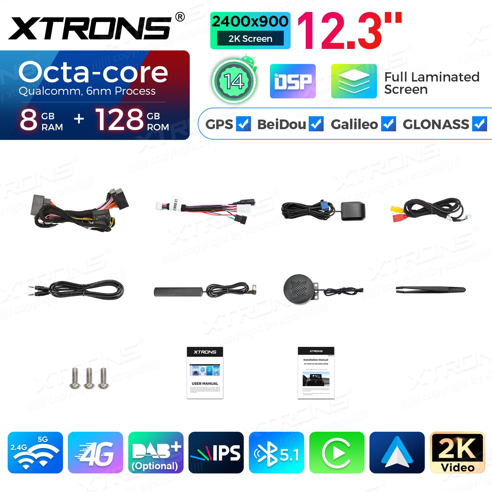For BMW X3 E83 MASK 10.25″ Android 13 8 Core 4+64GB GPS Stereo Navi DAB+