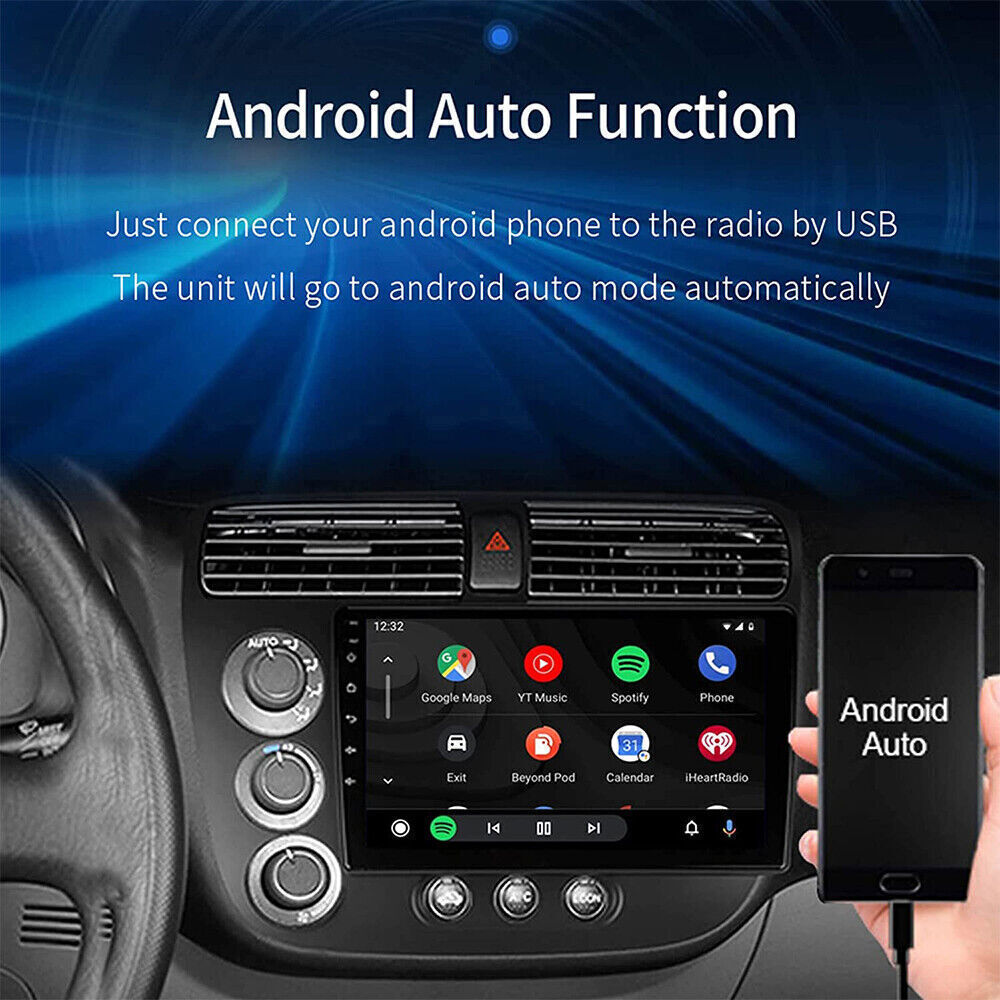 32GB Android 12 CarPlay Stereo Radio GPS Navi Carplay For Honda Civic 2000-2005