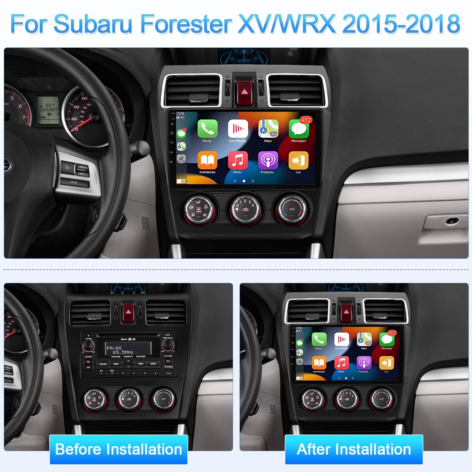 9″ For Subaru Forester XV WRX 2015-2018 Car Stereo Radio Android13 GPS Navi WIFI
