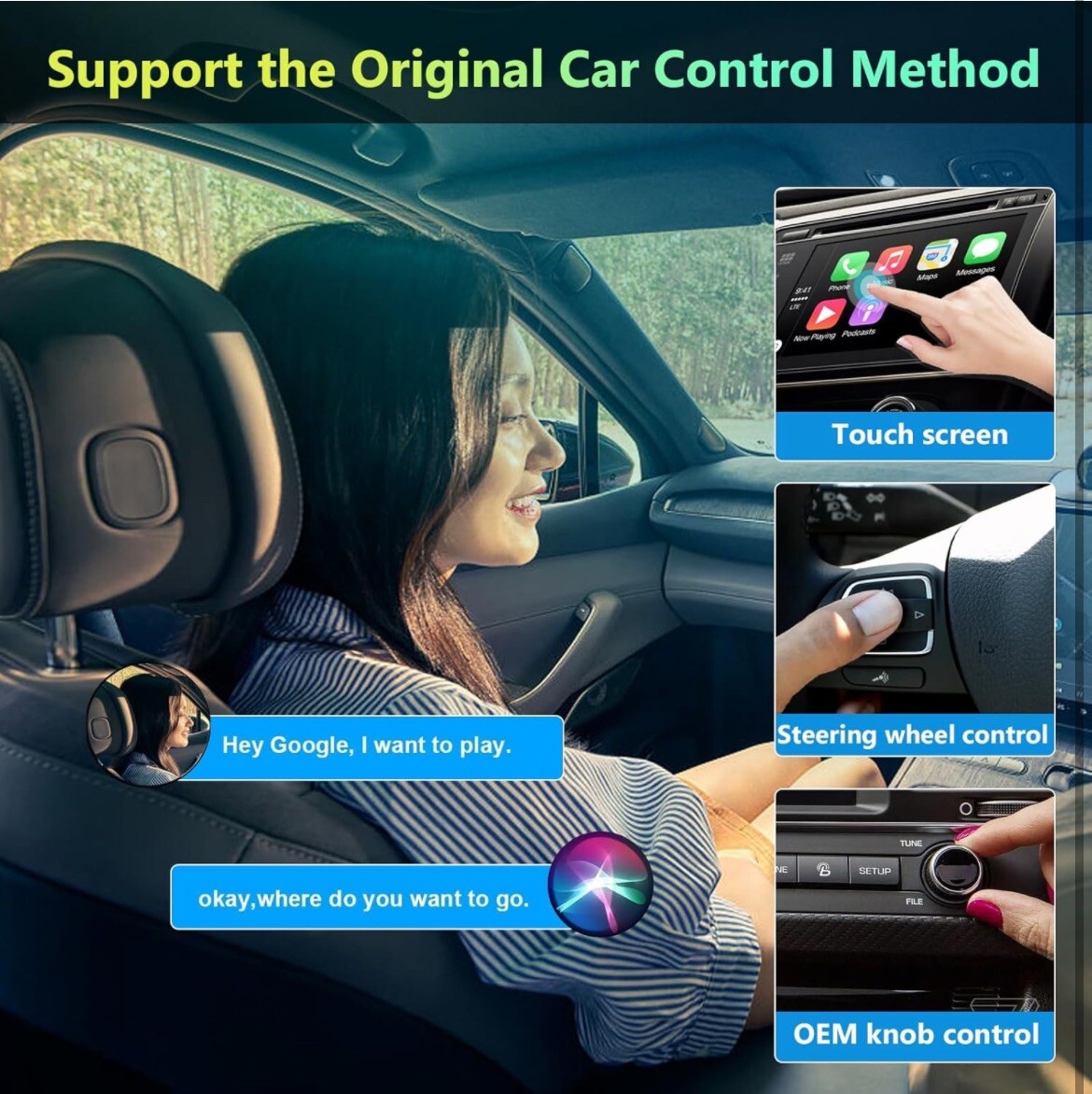 Wireless AI Box Carplay Adapter for Factory Wired CarPlay USB For iPhone Android