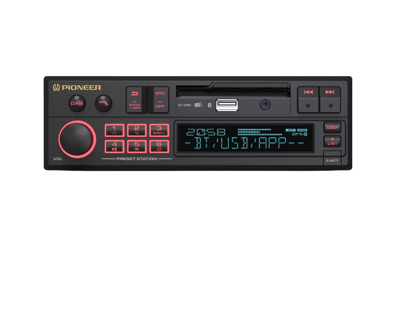 Pioneer SXT-C10PS – Retro Tape Deck Style BT DAB+ USB Aux Car Stereo IN STOCK