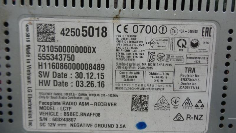 Factory Radio VIN B 4th Digit New Style Mylink 42505018 Fits 16 CRUZE 630749