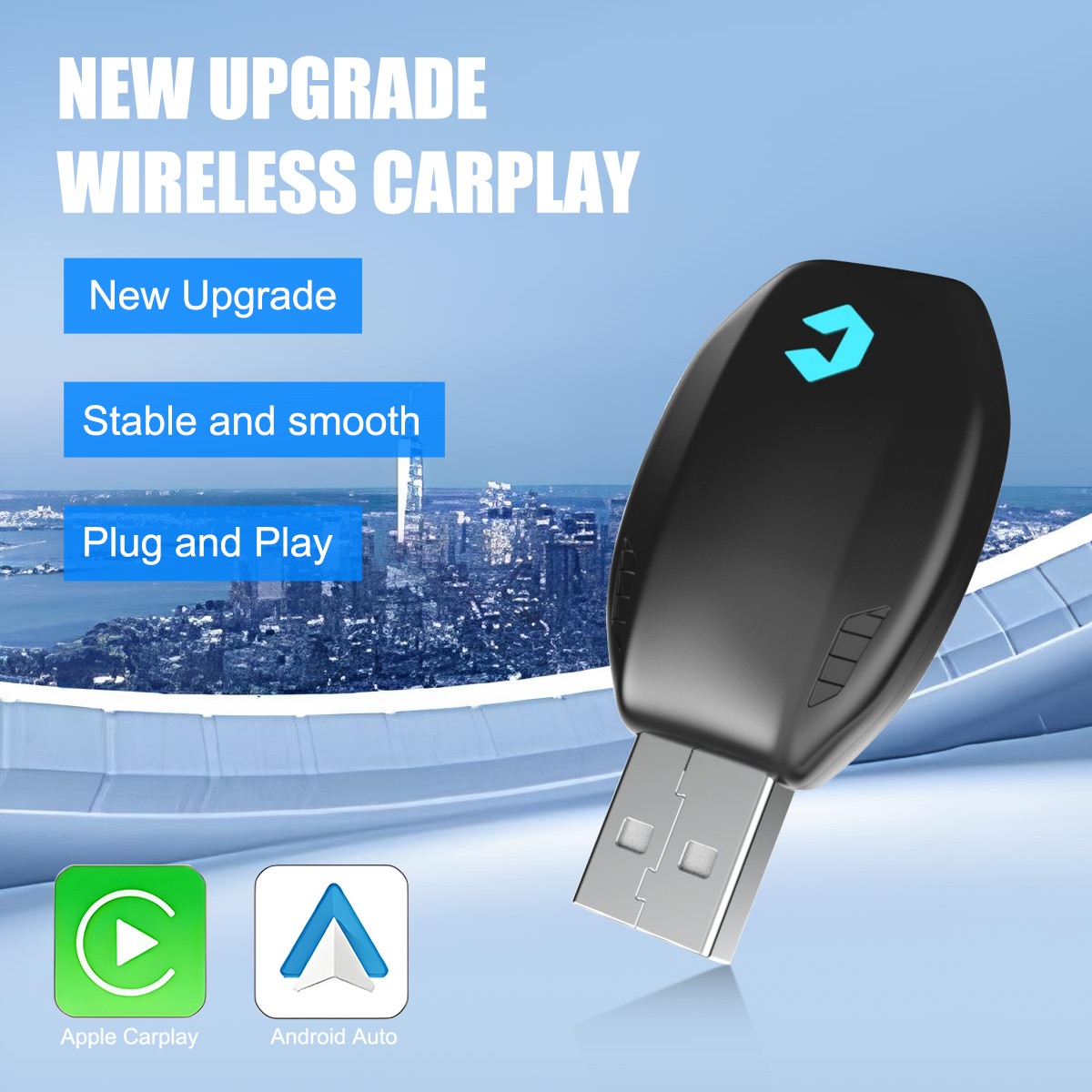 2-in-1 Wireless Android Auto Adapter Carplay Adapter USB Car Dongle Connect Box