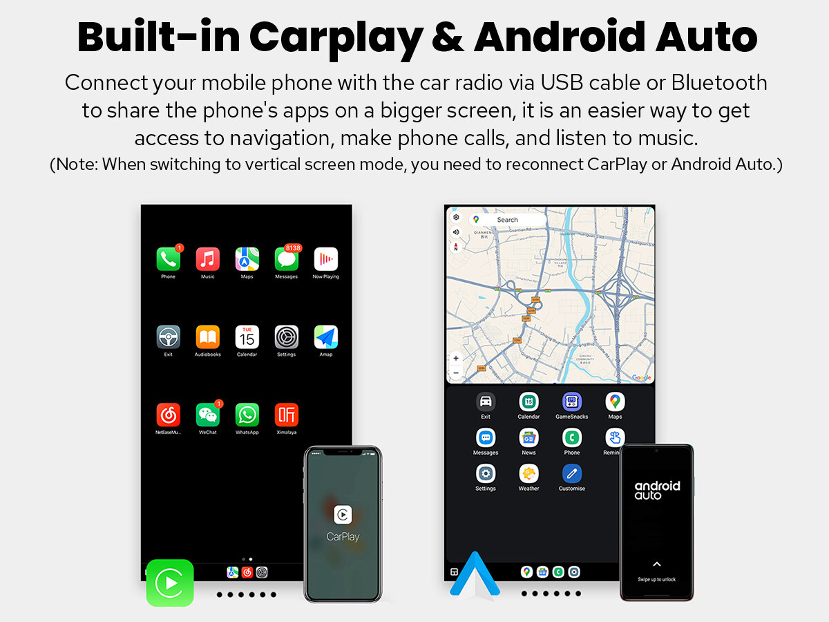 JOYING HD Touchscreen Rotatable Double DIN Support GPS Navigation/Apple CarPlay