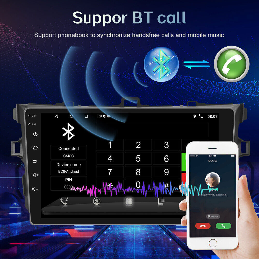 Apple Carplay WiFi For Toyota Corolla 2009-2013 Android 13. Car Stereo Radio GPS