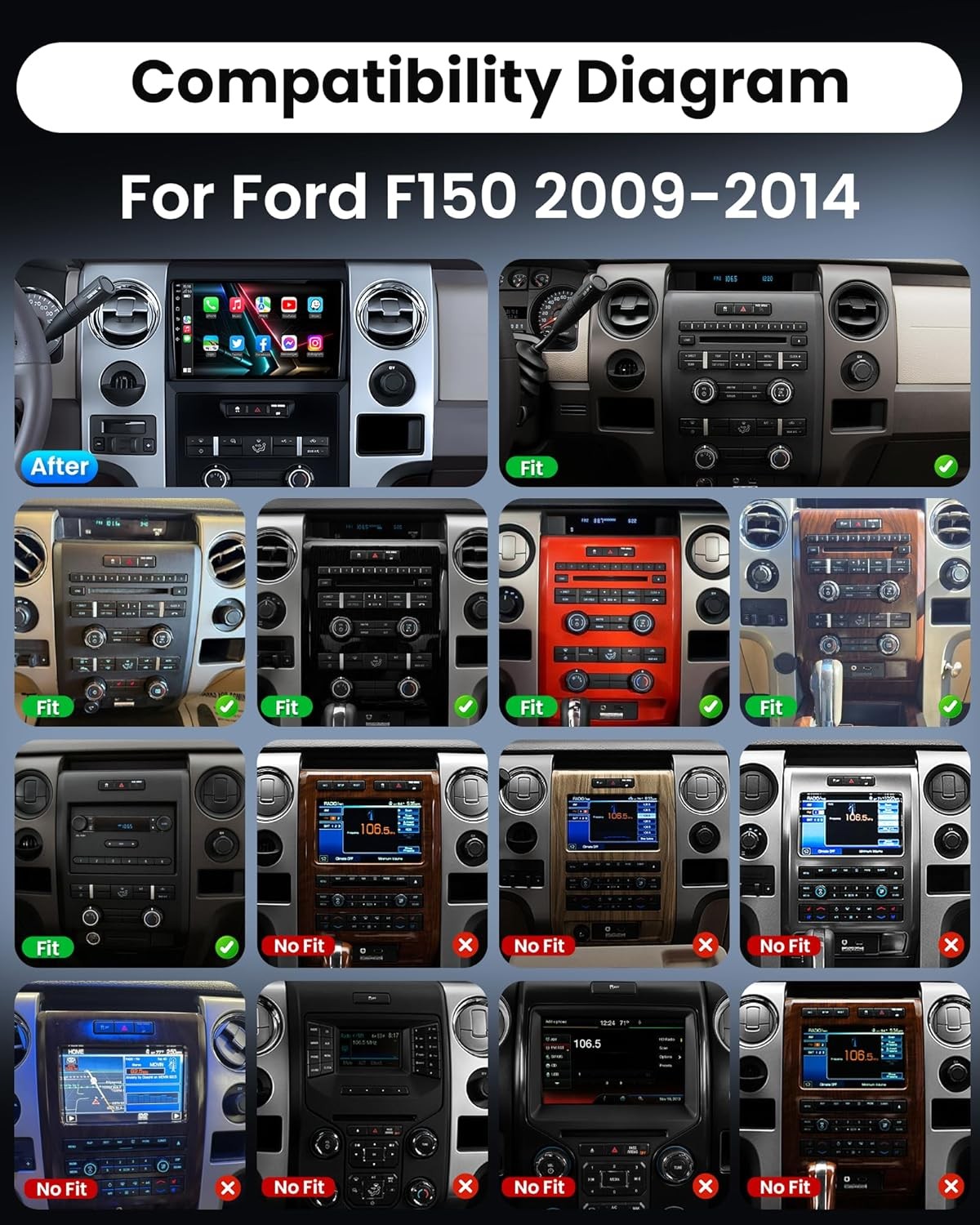 Plug Play Android 15 CarPlay Car Stereo Radio GPS Navi For Ford F150 2009-2014