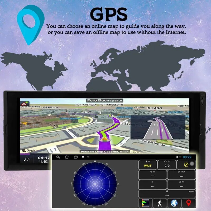 6.9 inch Single 1Din Car Radio GPS WiFi Mirror Link Bluetooth 1+16G Touch Screen