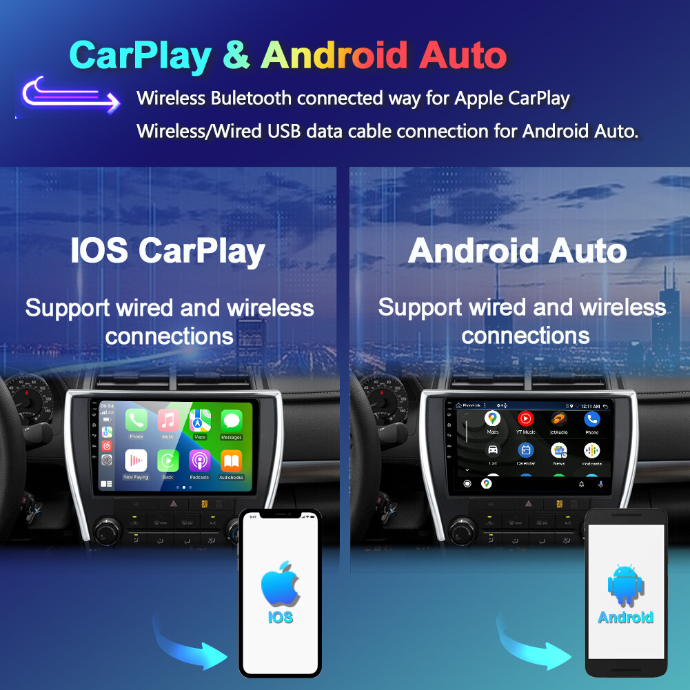 8-CORE Car Stereo For 2015-2017 Toyota Camry Android 14 Navi CarPlay 10.1″ 64GB