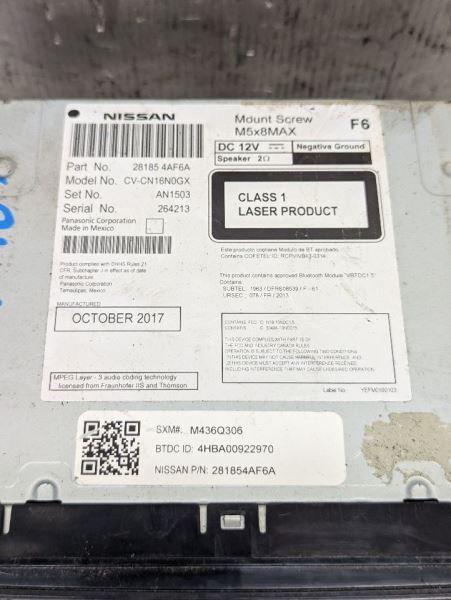 Audio Equipment Radio Receiver Am-fm-stereo Fits 18-19 SENTRA 1613270