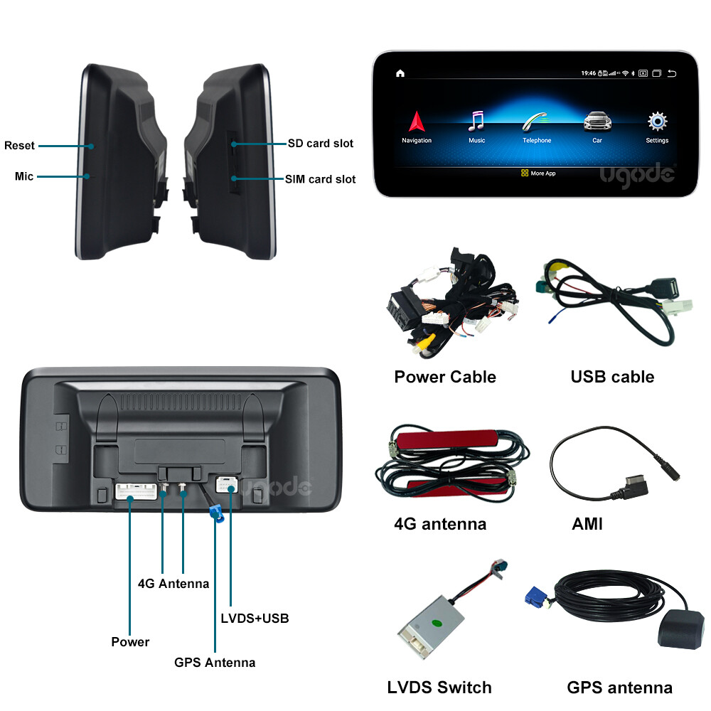 12.3in W204 Android13 Screen Display Multimedia GPS Mercedes Benz C 2007-2010