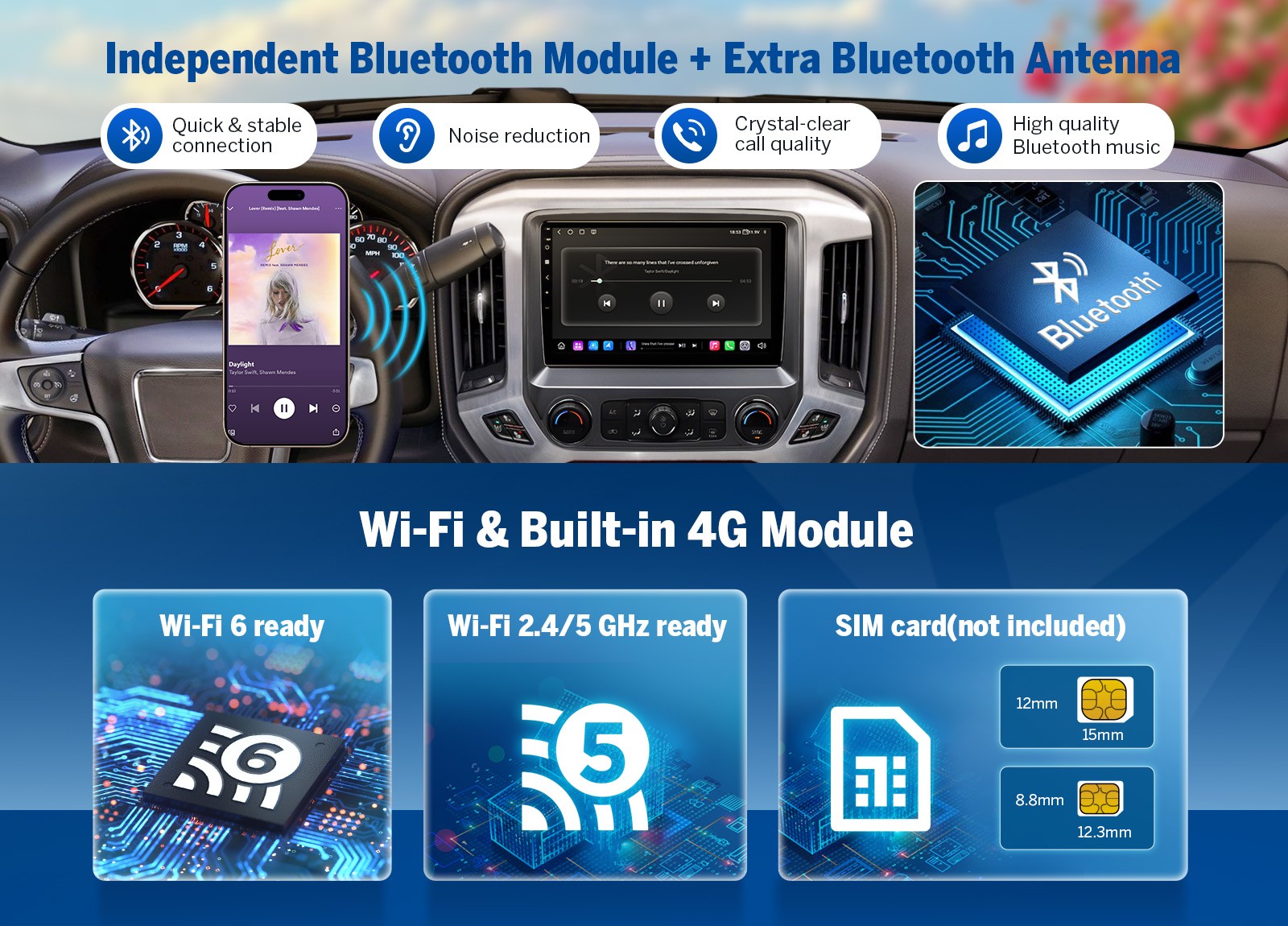 Eonon GMSX6S2 10.1″ QLED Android 13 Car Stereo for Silverado CarPlay GPS 6+64GB