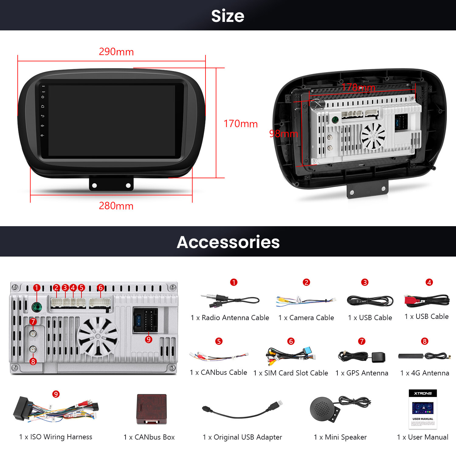 9″ Android 14 Octa Core 4+64GB CarPlay GPS Stereo Radio For Fiat 500X 2015-2020