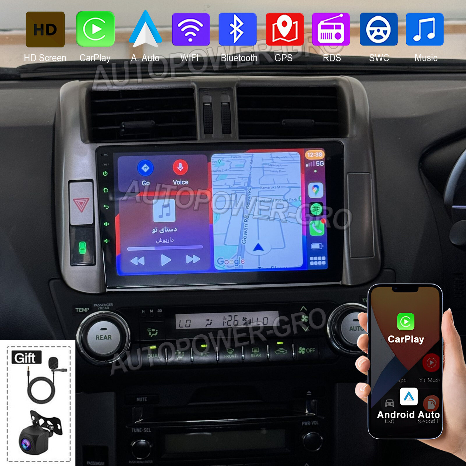 2+32GB Android 14 Car Stereo Radio Carplay GPS For Toyota Land Cruiser Prado 150